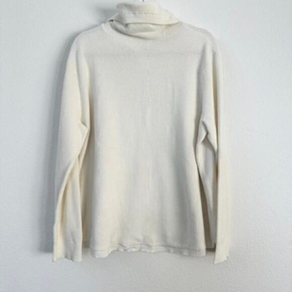 Ralph Lauren White Waffle Knit Cowl Neck Sweater - Oversized Fit - Picture 4 of 5